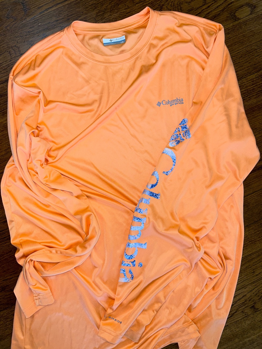 Columbia Peach Performance Tee with Blue Logo